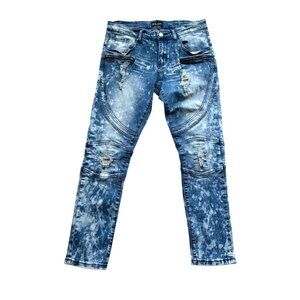 CJ Black Premium Denim Distressed Skinny Jeans Mens Size 32x30 Moto Biker Blue